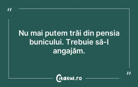 Nu mai putem trăi din pensia bunicului....
