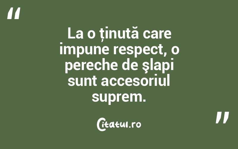 La o ţinută care impune respect, o pereche de şlapi sunt accesoriul suprem.