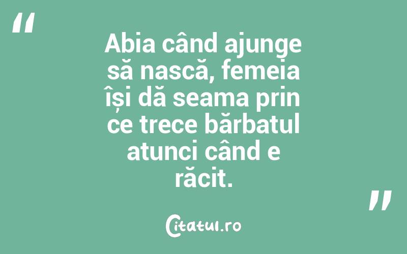 Abia când ajunge să nască, femeia își dă seama prin ce trece bărbatul atunci când e răcit.