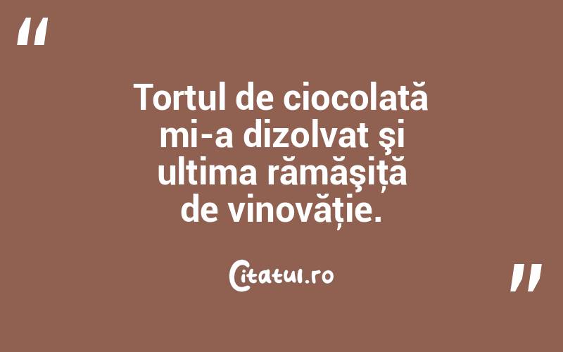 Tortul de ciocolată mi-a dizolvat şi ultima rămăşiţă de vinovăţie.