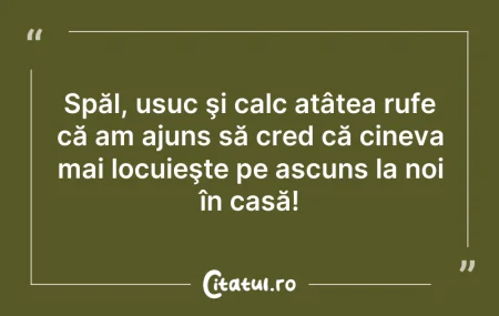 Spăl, usuc şi calc atâtea rufe că am...
