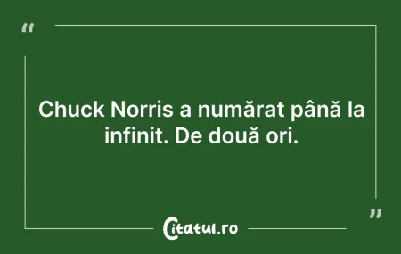 Chuck Norris a numărat până la infinit. ... Citeste si: Chuck Norris a numărat până la infinit. ...