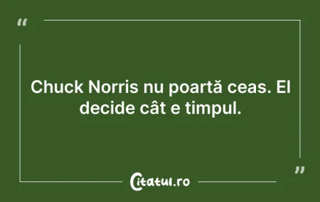 Citeste si: Chuck Norris nu poartă ceas. El decide c...