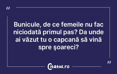 Citeste si: Bunicule, de ce femeile nu fac niciodată...