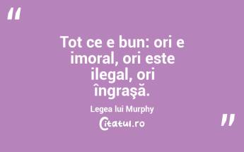 Tot ce e bun: ori e imoral, ori este ilegal, ori îngraşă. Legea lui Murphy...