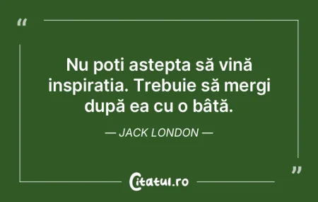 Nu poți aștepta să vină inspirația....