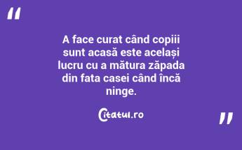 A face curat când copiii sunt acasă este același lucru cu a mătura zăpada din fața casei când încă ninge. ...
