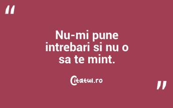 Nu-mi pune intrebari si nu o sa te mint. ...