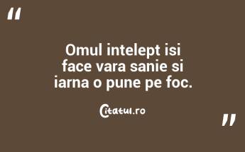 Omul intelept isi face vara sanie si iarna o pune pe foc. ...