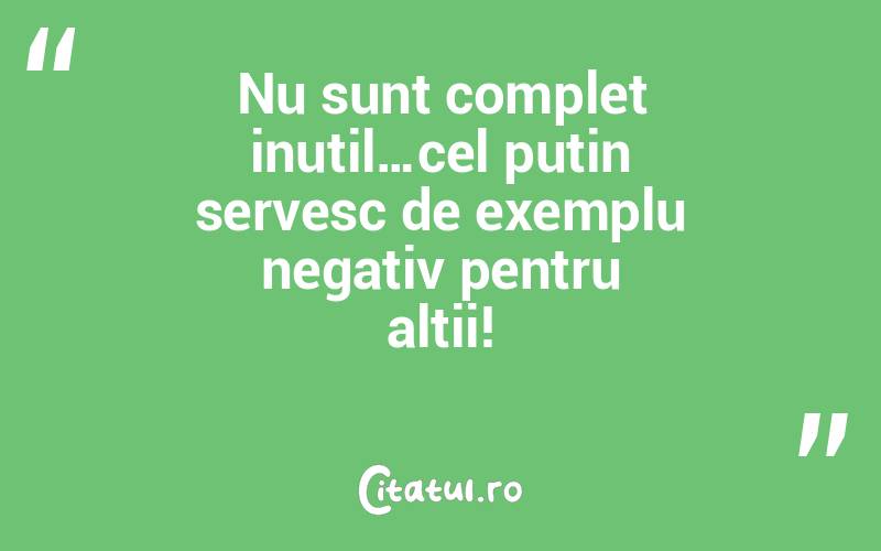 Nu sunt complet inutil…cel putin servesc de exemplu negativ pentru altii!