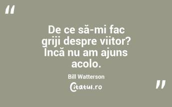 De ce să-mi fac griji despre viitor? Încă nu am ajuns acolo. Bill Watterson...
