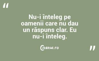 Nu-i înțeleg pe oamenii care nu dau un răspuns clar. Eu nu-i înțeleg. ...