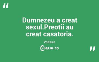 Dumnezeu a creat sexul.Preotii au creat casatoria. Voltaire...