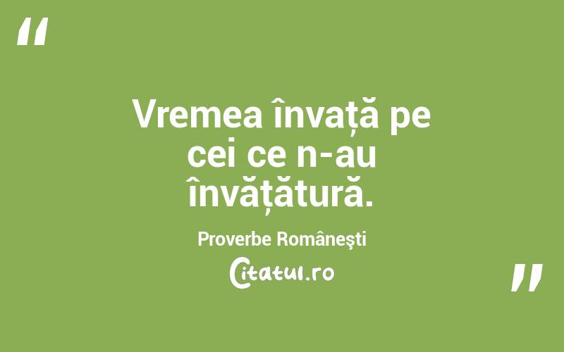 Vremea învaţă pe cei ce n-au învăţătură. Proverbe Româneşti