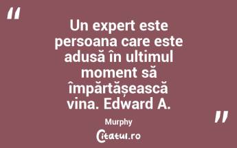 Un expert este persoana care este adusă în ultimul moment să împărtășească vina. Edward A. Murphy...