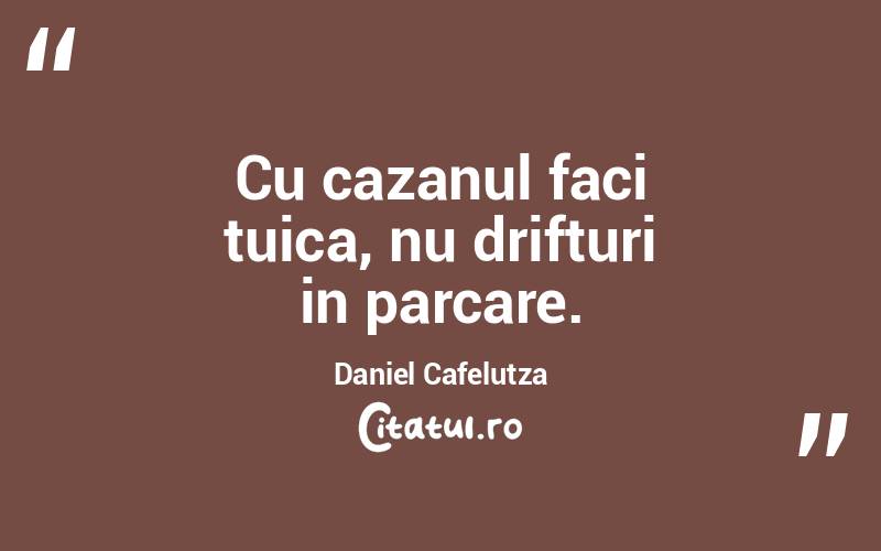 Cu cazanul faci tuica, nu drifturi in parcare. Daniel Cafelutza