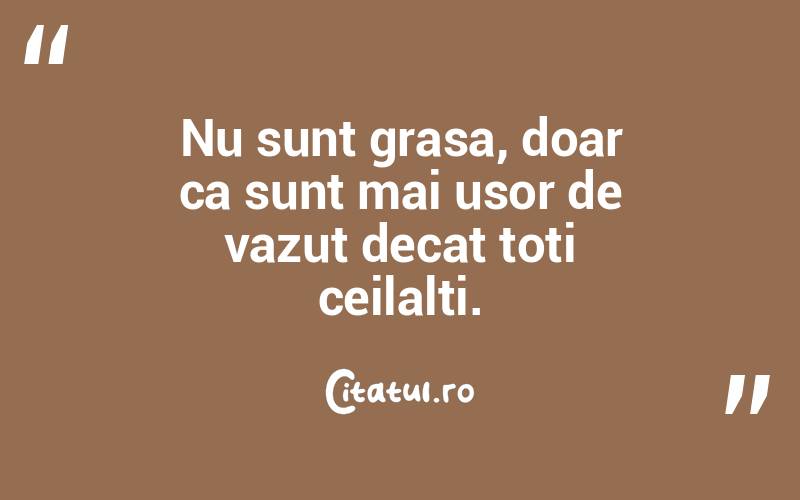 Nu sunt grasa, doar ca sunt mai usor de vazut decat toti ceilalti.