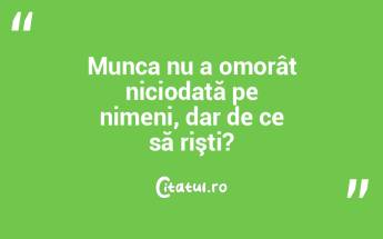 Munca nu a omorât niciodată pe nimeni,... Munca nu a omorât niciodată pe nimeni,...