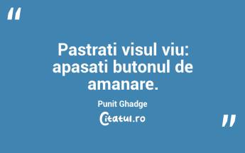 Pastrati visul viu: apasati butonul de amanare. Punit Ghadge...