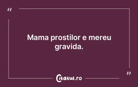 Mama prostilor e mereu gravida. 