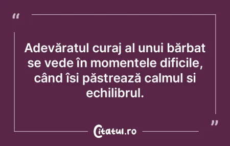 Adevăratul curaj al unui bărbat se ved...