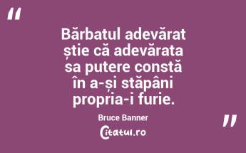 Bărbatul adevărat știe că adevărata sa putere constă în a-și stăpâni propria-i furie. Bruce Banner...