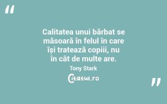 Calitatea unui bărbat se măsoară în felul în care își tratează copiii, nu în cât de multe are. Tony Stark...