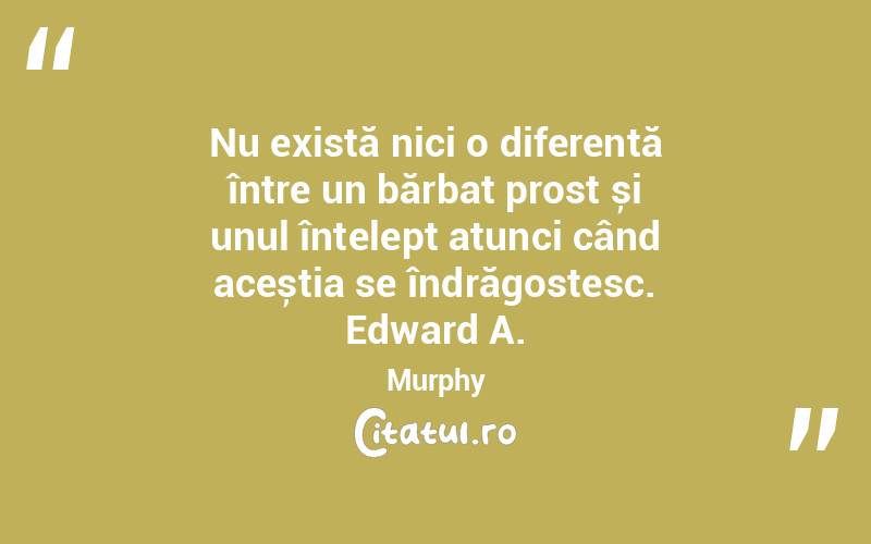 Nu există nici o diferență între un bărbat prost și unul înțelept atunci când aceștia se îndrăgostesc. Edward A. Murphy