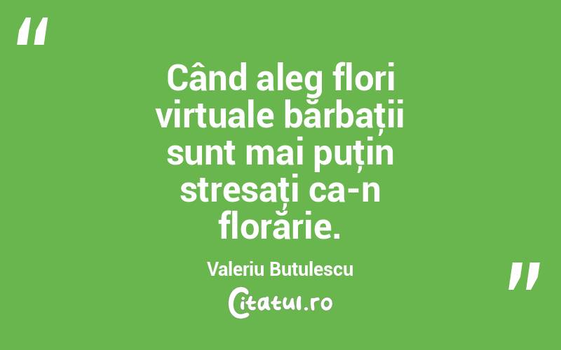 Când aleg flori virtuale bărbaţii sunt mai puţin stresaţi ca-n florărie. Valeriu Butulescu