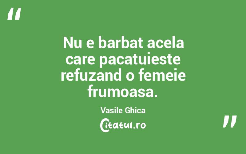 Nu e barbat acela care pacatuieste refuzand o femeie frumoasa. Vasile Ghica