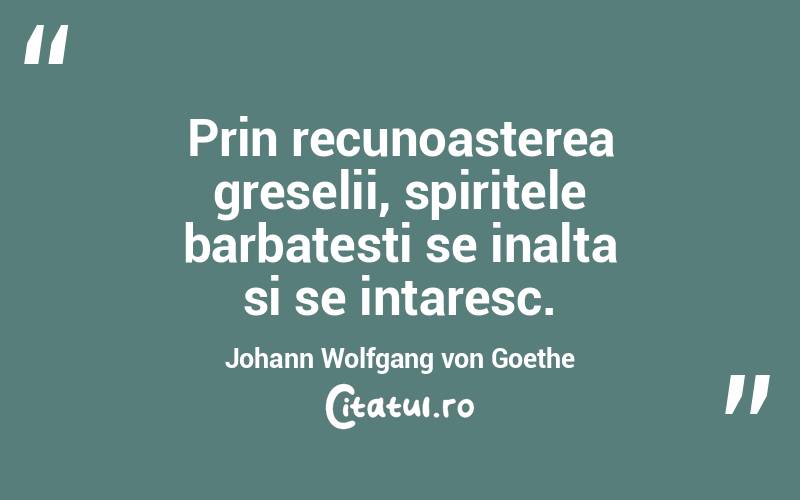 Prin recunoasterea greselii, spiritele barbatesti se inalta si se intaresc. Johann Wolfgang von Goethe