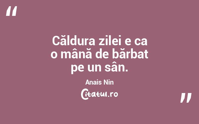  Căldura zilei e ca o mână de bărbat pe un sân. Anais Nin