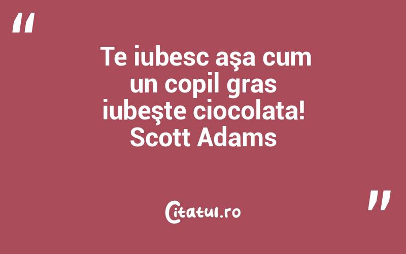  Te iubesc aşa cum un copil gras iubeşte ciocolata! Scott Adams