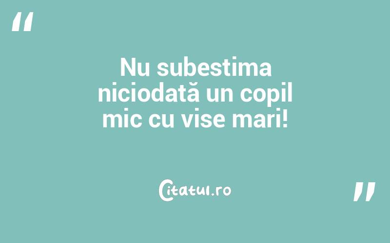 Nu subestima niciodată un copil mic cu vise mari!