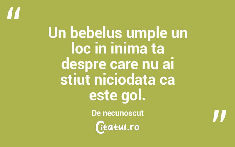 Un bebelus umple un loc in inima ta despre care nu ai stiut niciodata ca este gol. De necunoscut