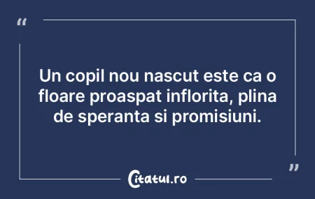 Un copil nou nascut este ca o floare pro...