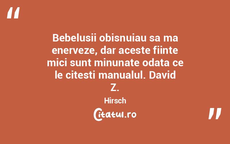 Bebelusii obisnuiau sa ma enerveze, dar aceste fiinte mici sunt minunate odata ce le citesti manualul. David Z.Hirsch