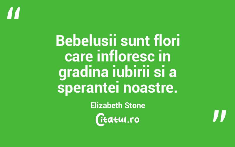 Bebelusii sunt flori care infloresc in gradina iubirii si a sperantei noastre. Elizabeth Stone