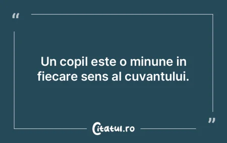 Un copil este o minune in fiecare sens a...
