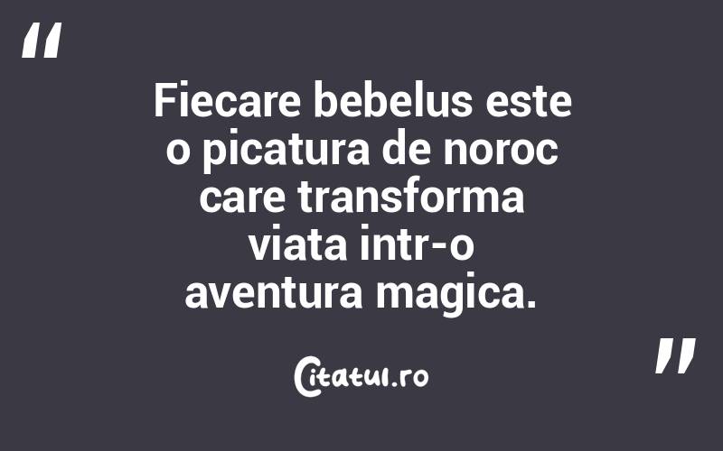 Fiecare bebelus este o picatura de noroc care transforma viata intr-o aventura magica. 