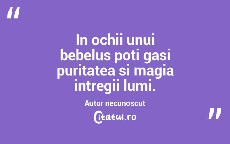 In ochii unui bebelus poti gasi puritatea si magia intregii lumi. Autor necunoscut