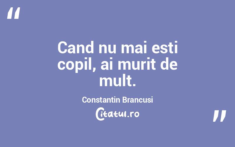 Cand nu mai esti copil, ai murit de mult. Constantin Brancusi