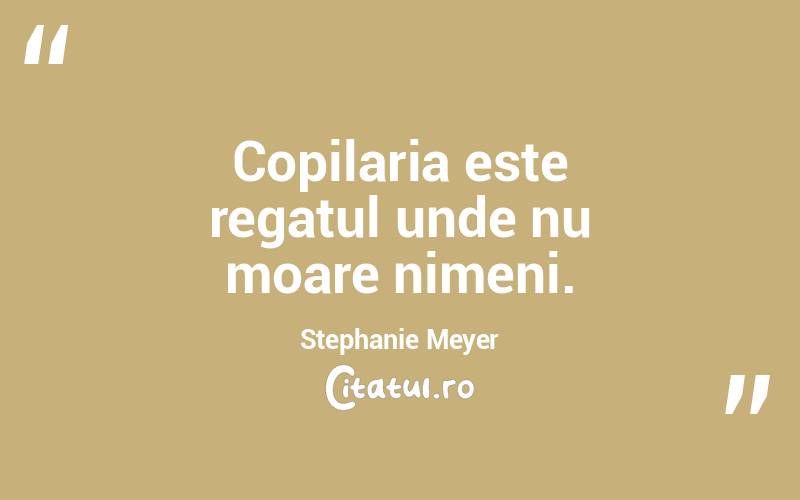 Copilaria este regatul unde nu moare nimeni. Stephanie Meyer