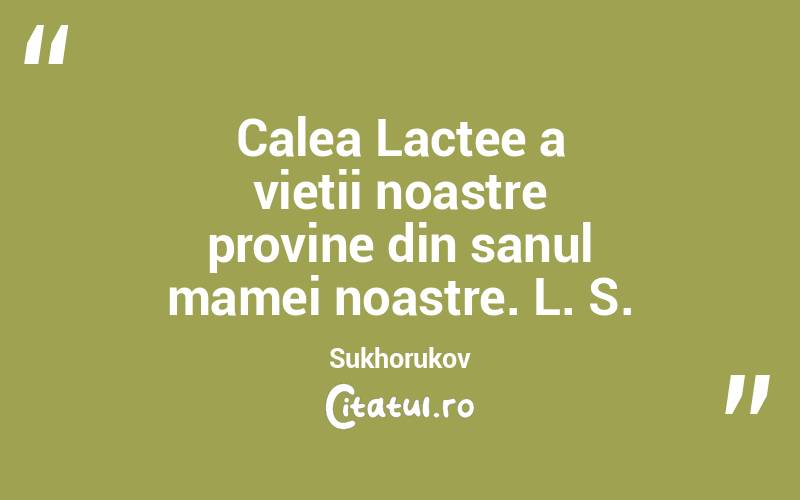 Calea Lactee a vietii noastre provine din sanul mamei noastre. L. S. Sukhorukov