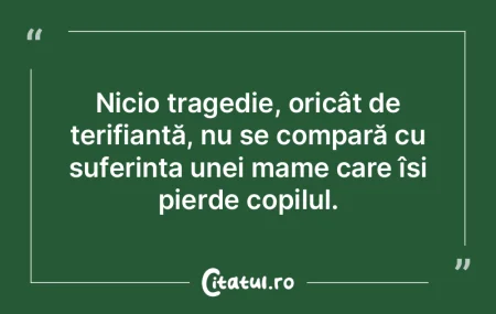 Nicio tragedie, oricât de terifiantă, ...