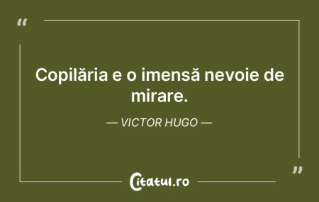 Copilăria e o imensă nevoie de mirare....