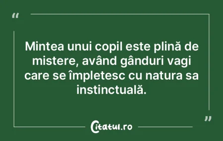 Mintea unui copil este plină de mistere...