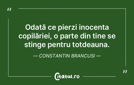 Odată ce pierzi inocența copilăriei, ...