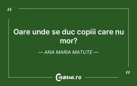 Oare unde se duc copiii care nu mor?	Ana...