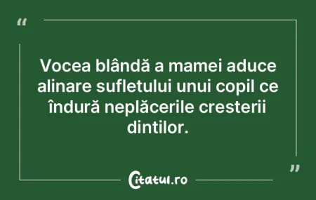 Vocea blândă a mamei aduce alinare suf...